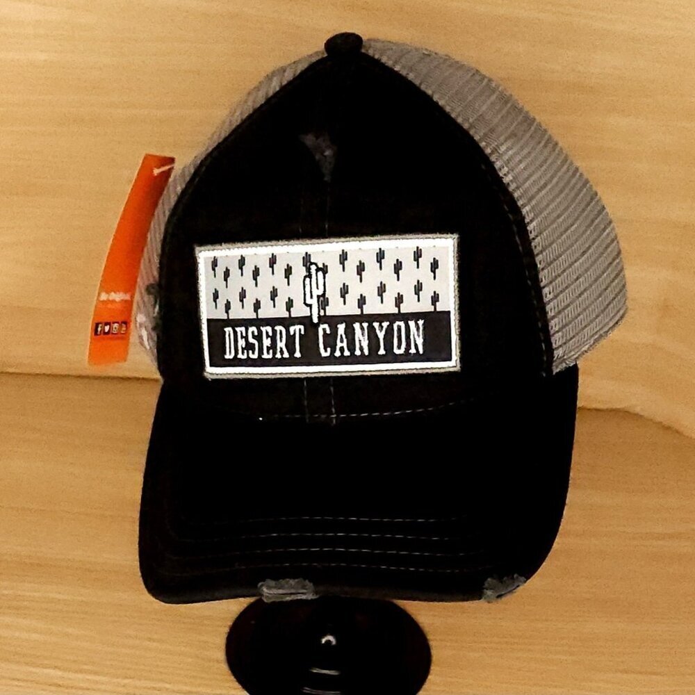 Pukka New Mens Desert Canyon Black Grey Distressed Snap Back Hat - Picture 1 of 5